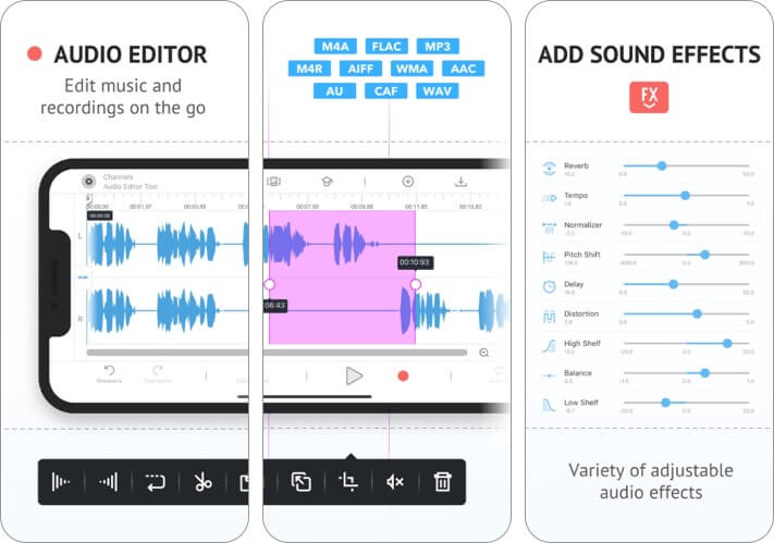 Audio editor tool iphone and ipad app screenshot Audio Editor Tool iPhone and iPad App Screenshot