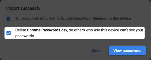 Check delete password, view passcode