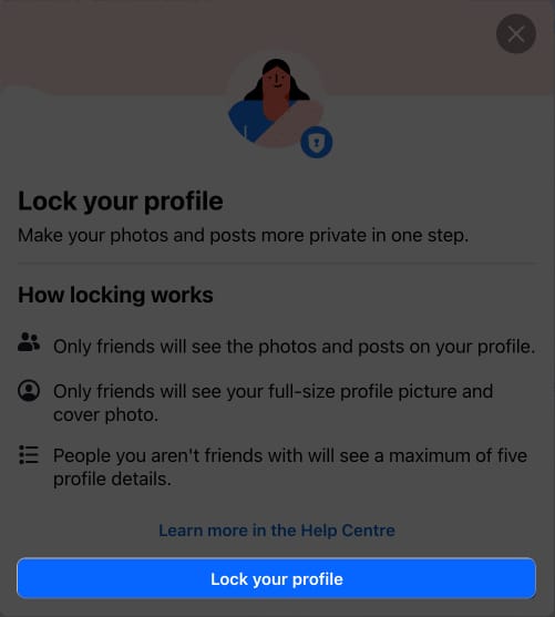 Click Lock your profile on Facebook