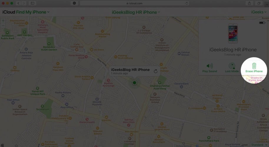 Click on erase iphone in icloud 2 click on erase iphone in icloud