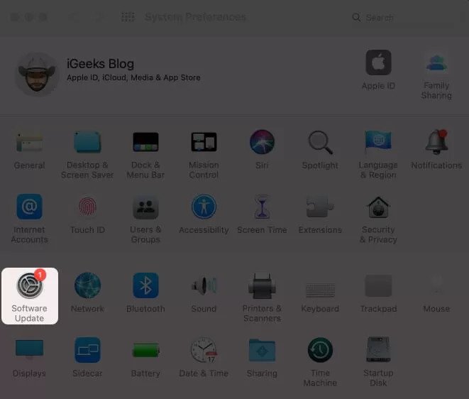 Click on software update in mac system preferences Click on Software Update in Mac System Preferences