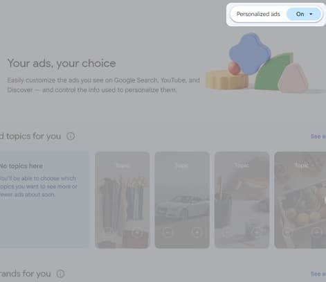 Click On the button next to Personalized ads