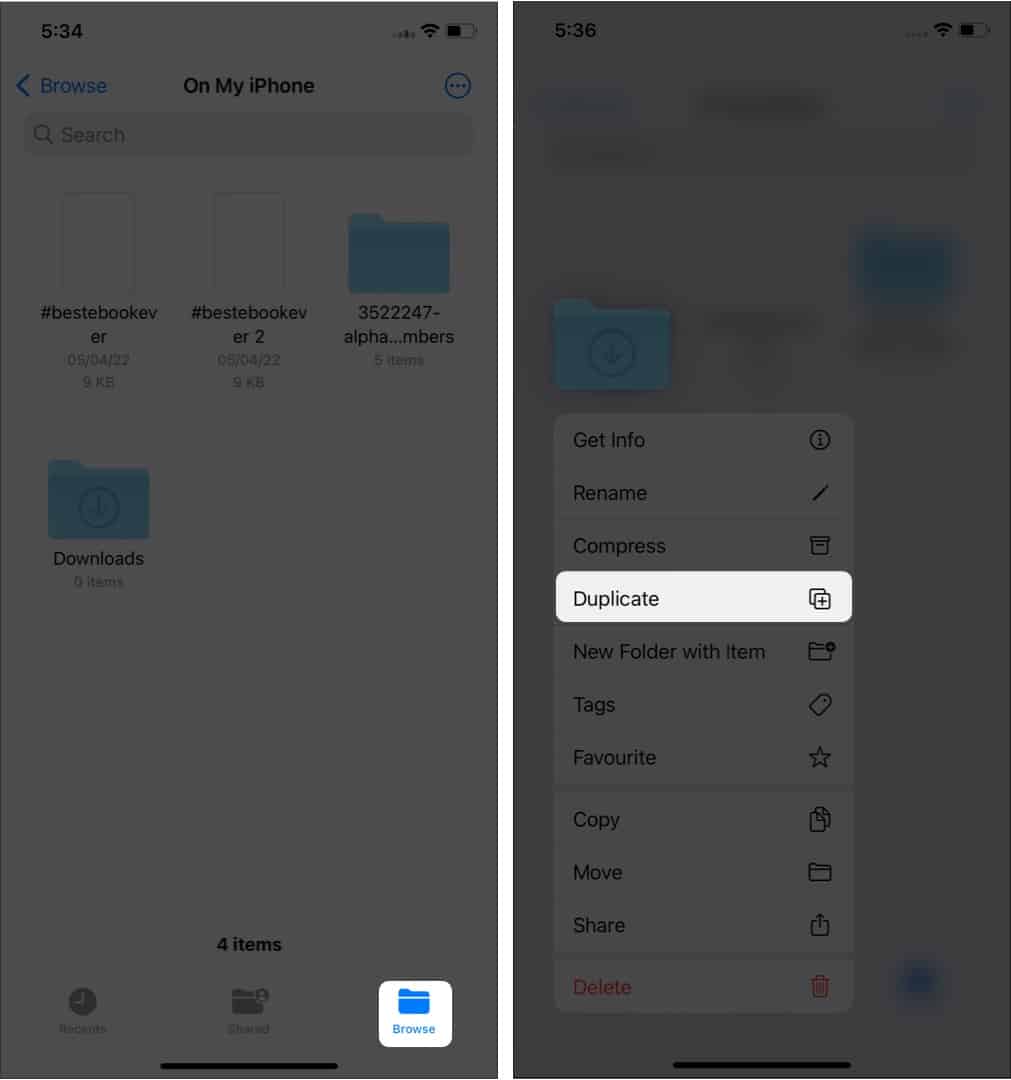Create duplicate in files app Steps to create Duplicate file on iPhone