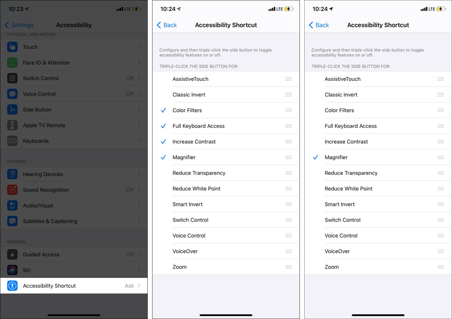 Customize Accessibility Shortcut accordingly