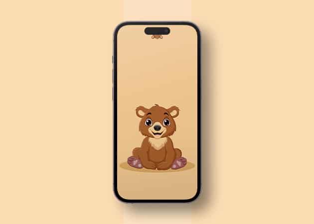 Cute bear dynamic island iphone wallpaper 1 Cute Bear Dynamic Island iPhone wallpaper