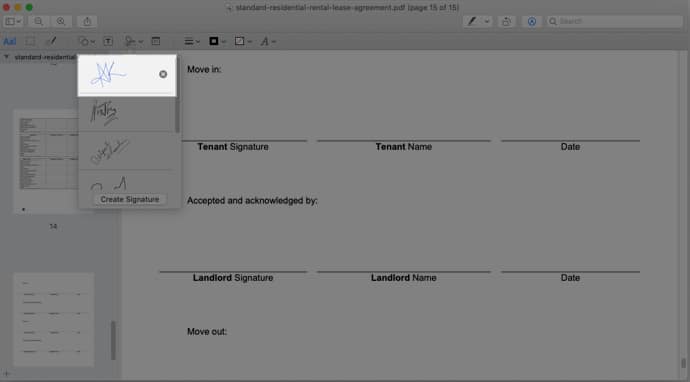 Delete saved signatures from Mac