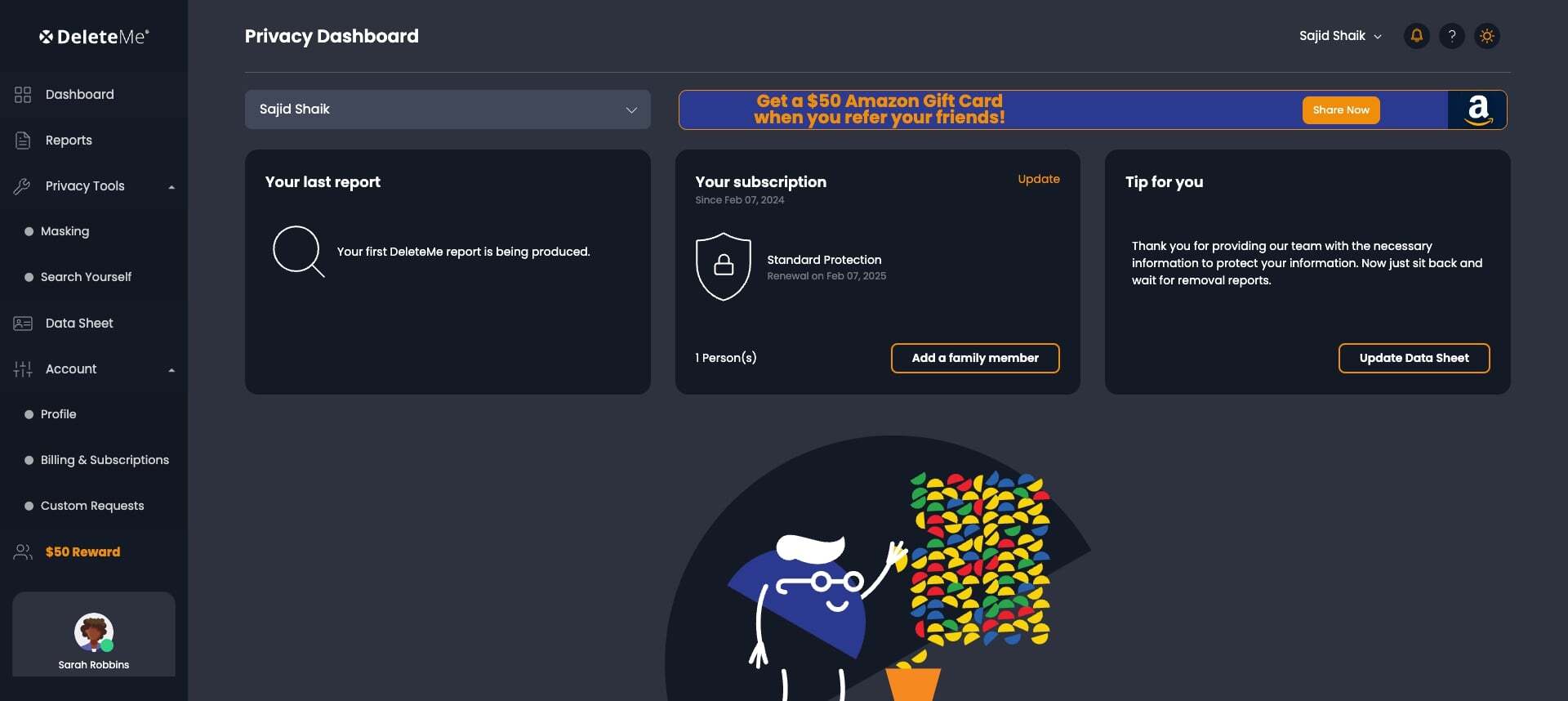 Deleteme dashboard DeleteMe dashboard