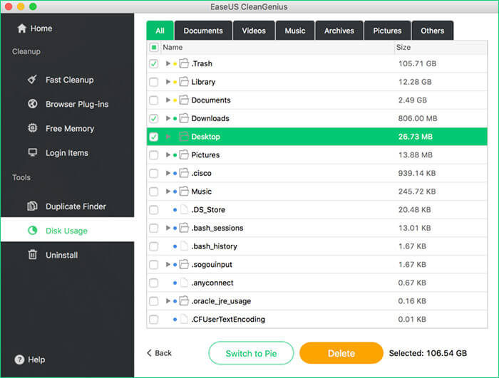 Easeus cleangenius mac cleaner app screeenshot EaseUS CleanGenius Mac Cleaner App Screeenshot