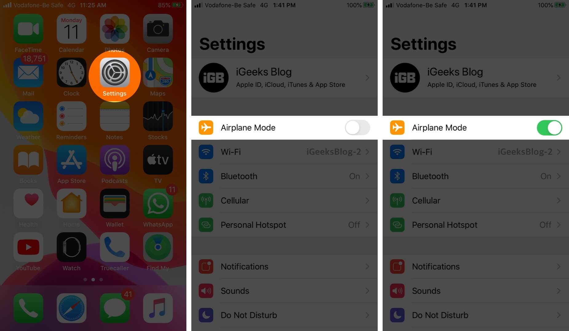 Enable airplane mode on iphone Enable Airplane Mode on iPhone