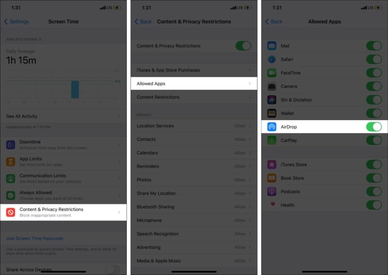 Ensure airdrop is not restricted on iphone 800x566 1 Ensure AirDrop is not restricted on iPhone