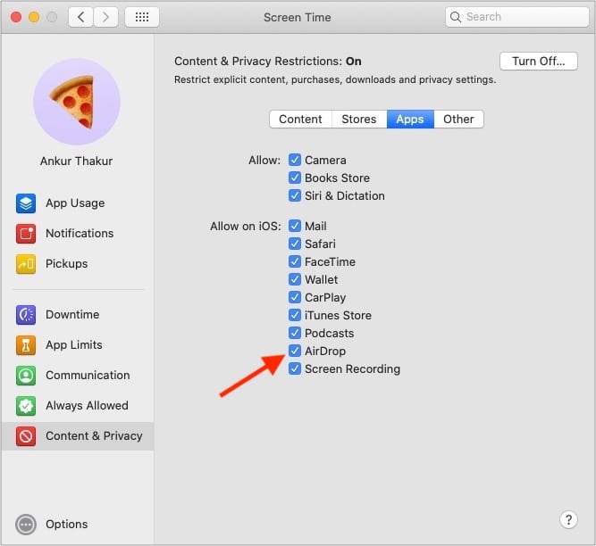 Ensure airdrop is not restricted on mac Ensure AirDrop is not restricted on Mac