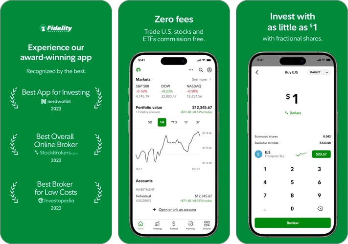 Fidelity Investments Stock market app for iPhone