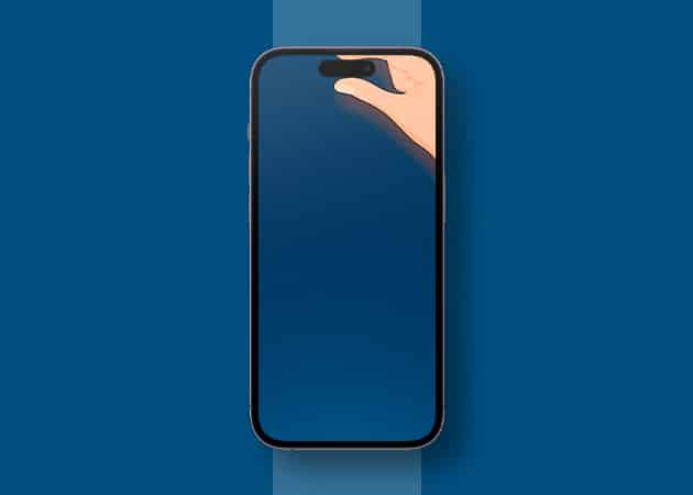 Hand holding dynamic island wallpaper for iphone in hd Pinch Dynamic Island Wallpaper for iPhone in HD
