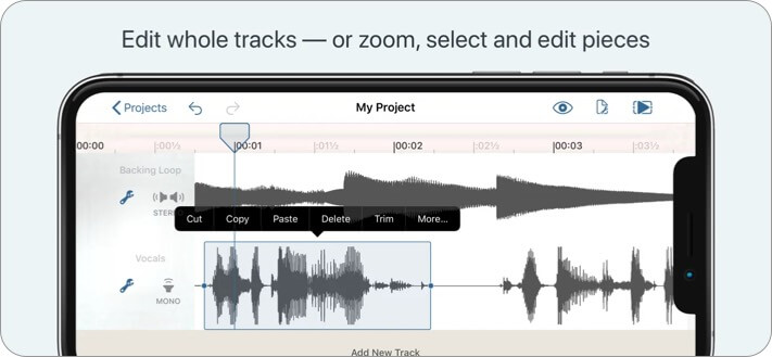 Hokusai audio editor iphone and ipad app screenshot Hokusai Audio Editor iPhone and iPad App Screenshot