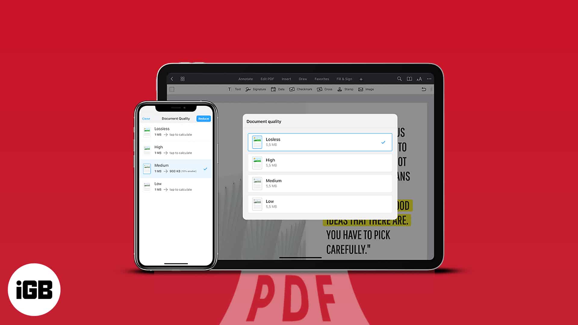 How to compress pdf file size on iphone and ipad