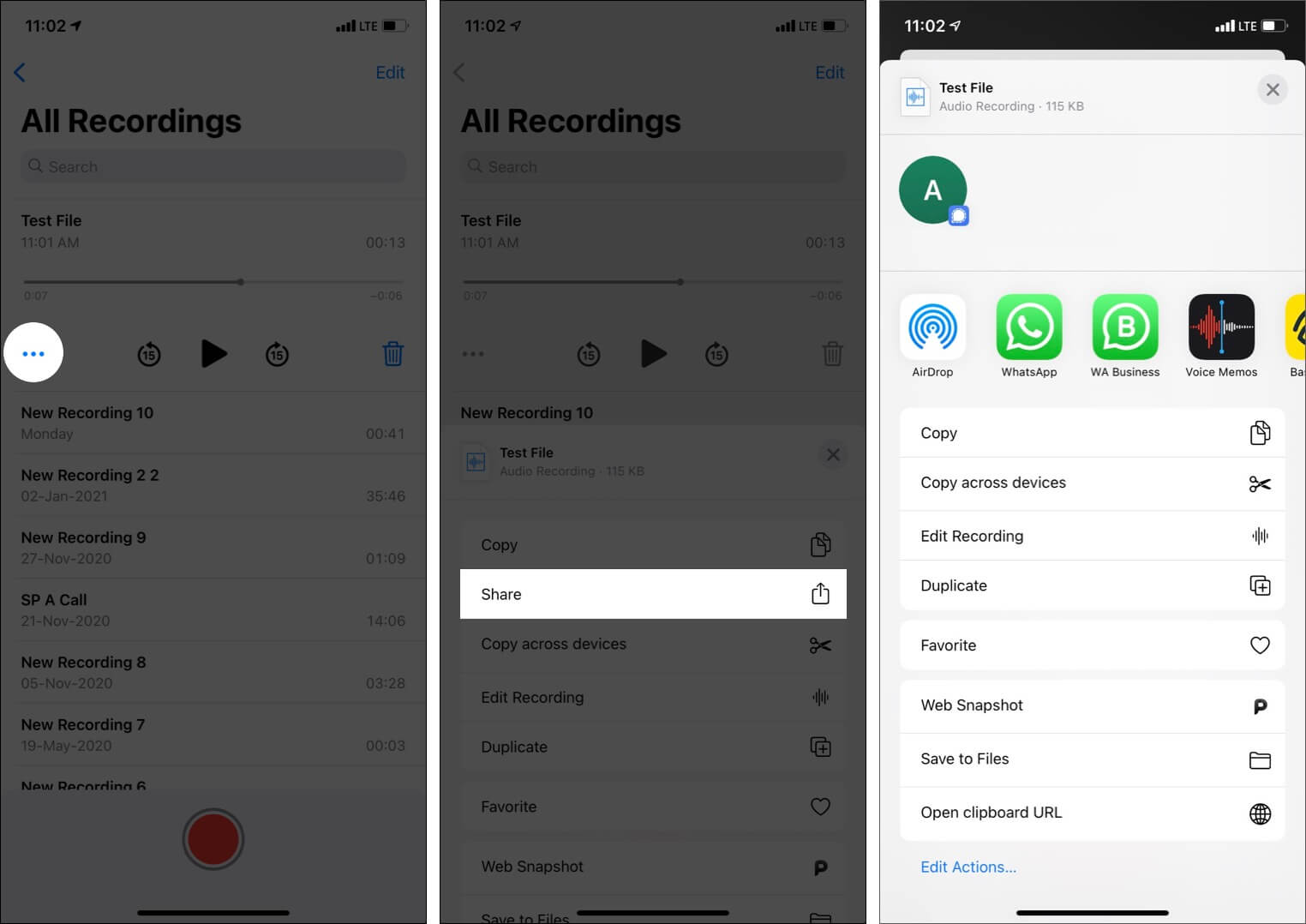How to share a voice recording from iPhone