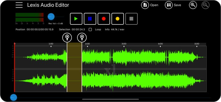 Lexis audio editor iphone and ipad app screenshot Lexis Audio Editor iPhone and iPad App Screenshot