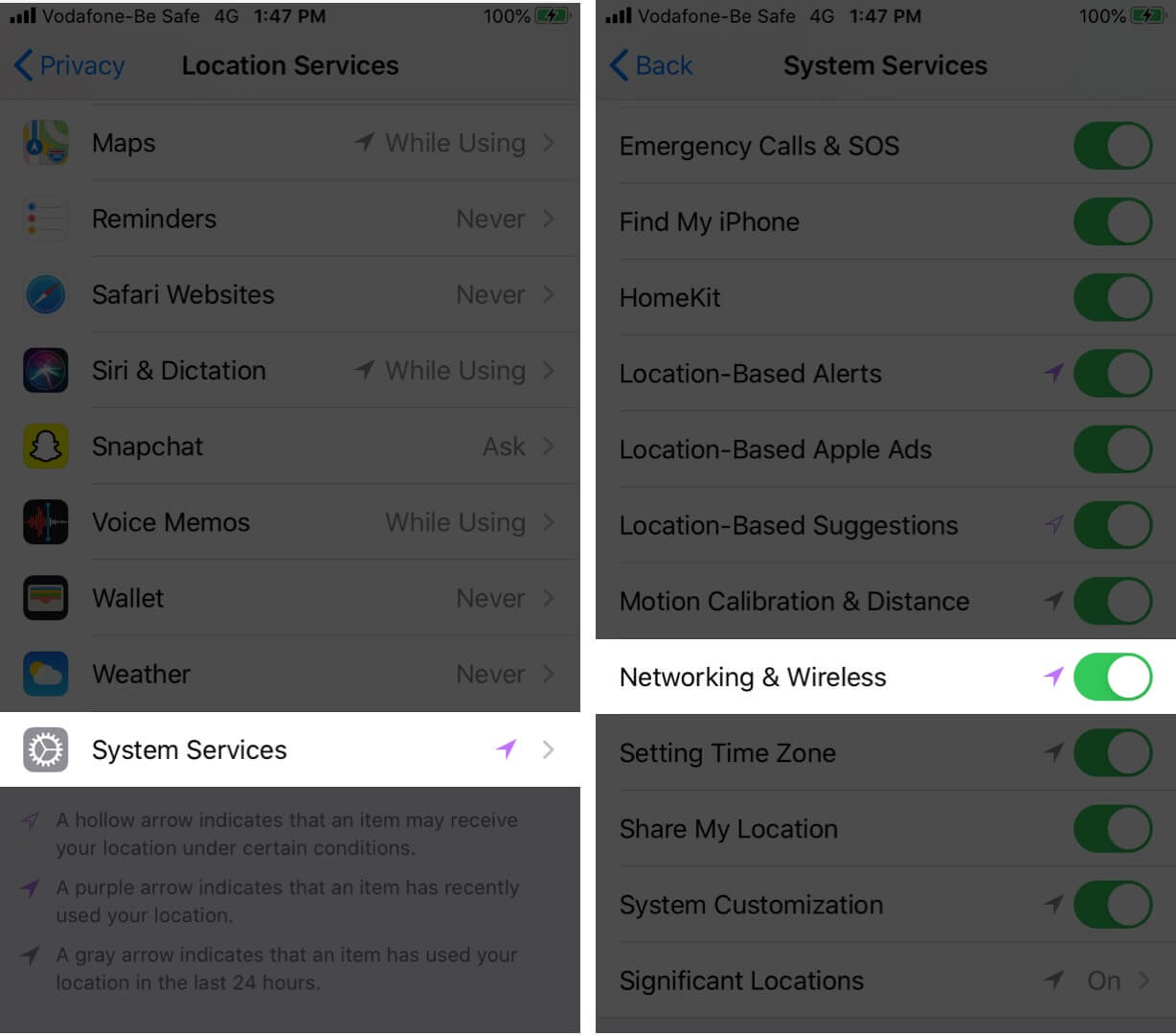Make sure networking and wireless services is enabled on iphone Make Sure Networking and Wireless Services is Enabled on iPhone