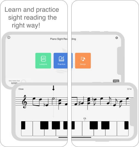 notes sight reading music learning app screenshot