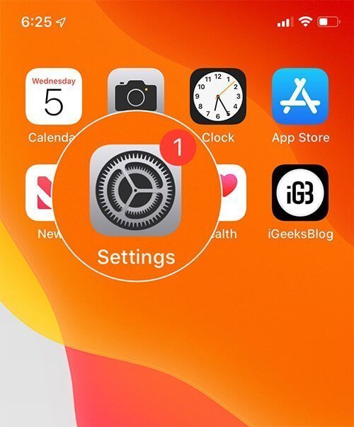 Open settings app on iphone running ios 13 Open Settings app on iPhone running iOS 13