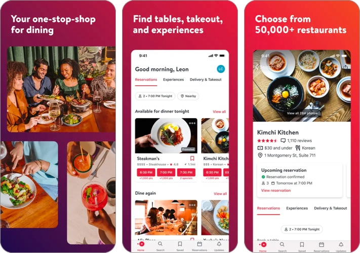 OpenTable best food and travel iPhone app