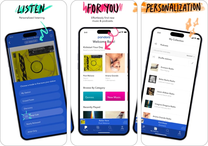 Pandora music podcasts best entertainment iphone app you must have Pandora- Music & Podcasts best entertainment iPhone app you must have