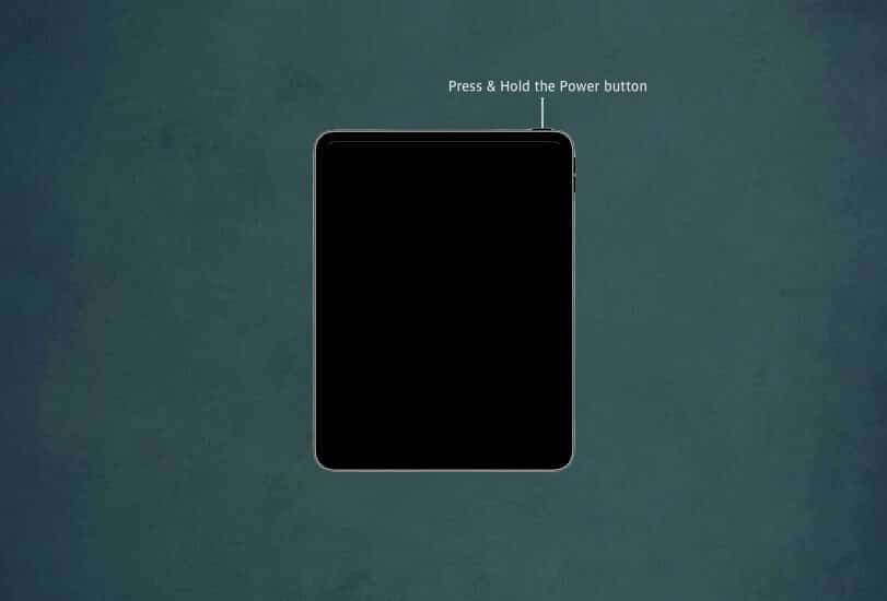 Press and Hold Power button on iPad