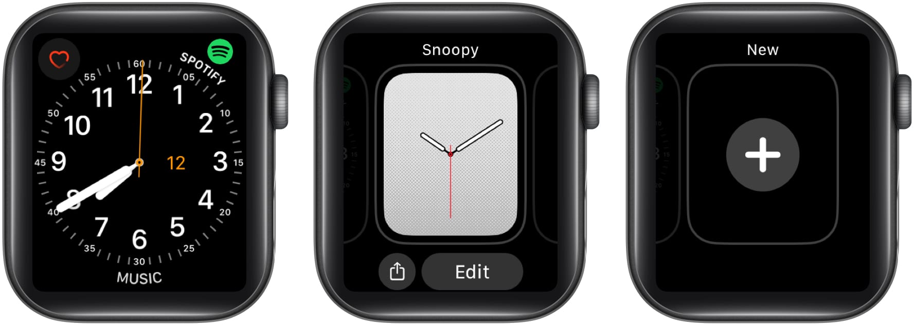 Press and hold your Apple Watch screen, swipe left until you reach the end of the watch faces, and tap the plus button