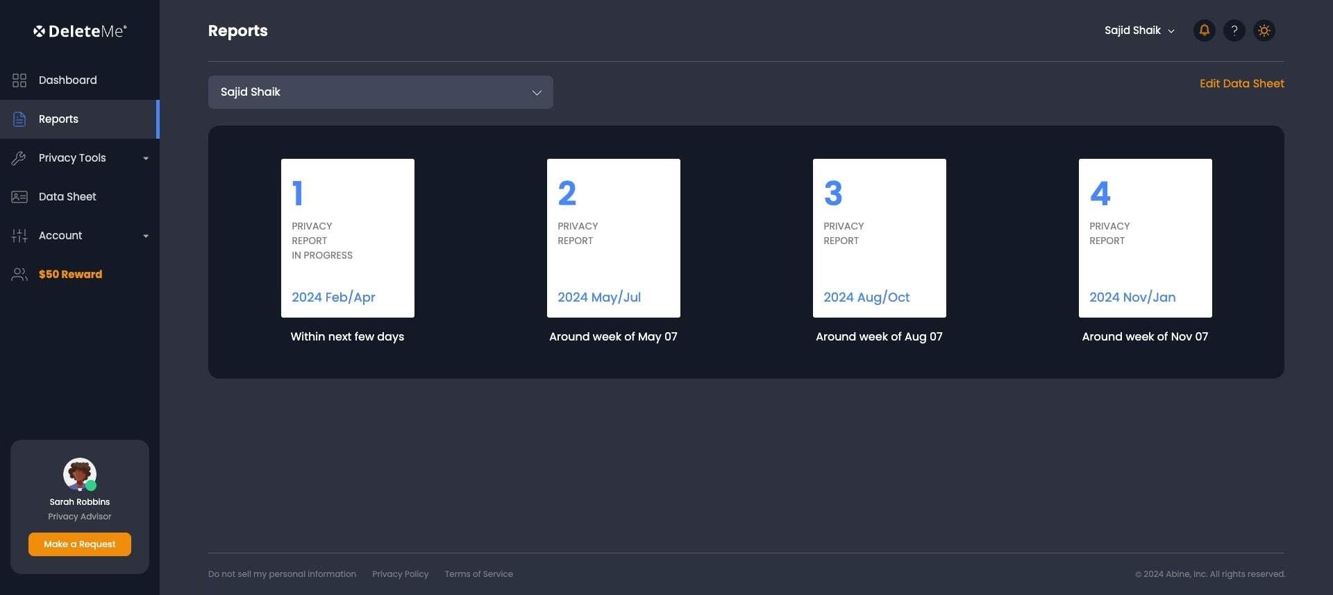 Privacy reports in deleteme Privacy Reports in DeleteMe