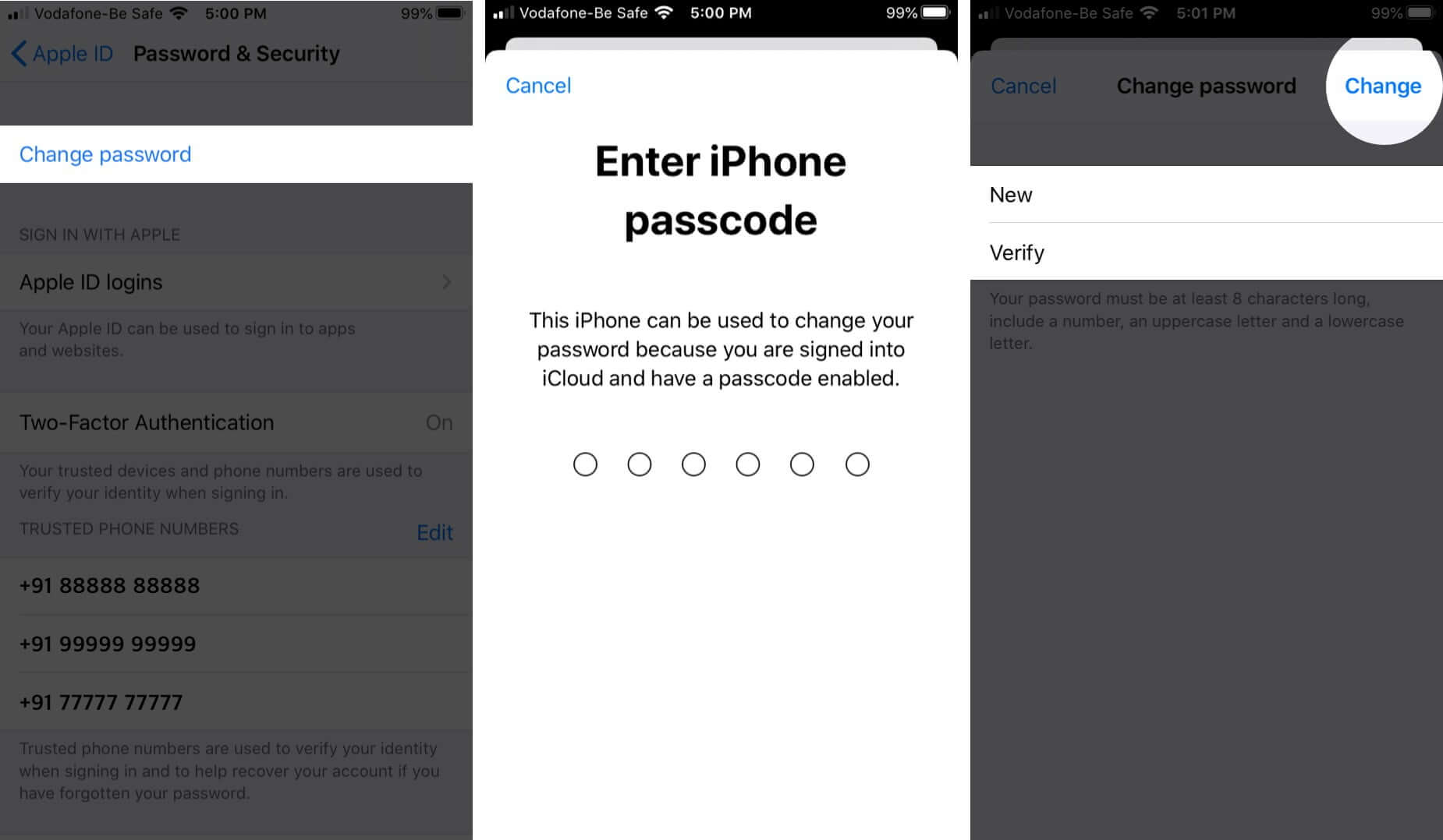 reset apple id password on iphone