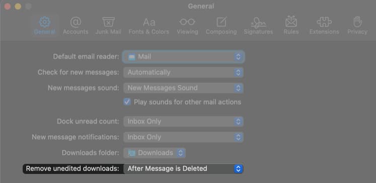select After Message is Deleted on macbook