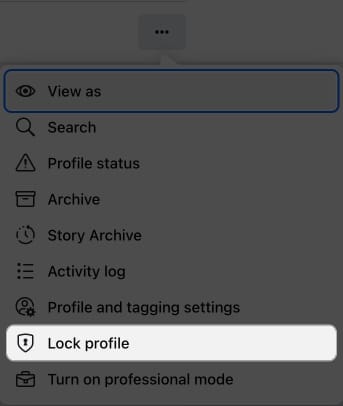 Select Lock profile from the drop down menu on browser