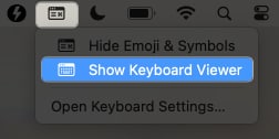 Select Show Keyboard Viewer