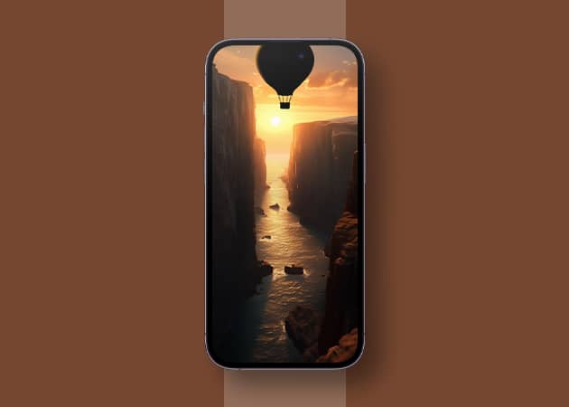 Silhouette hot air balloon dynamic island wallpaper 1 Silhouette hot air balloon Dynamic Island wallpaper