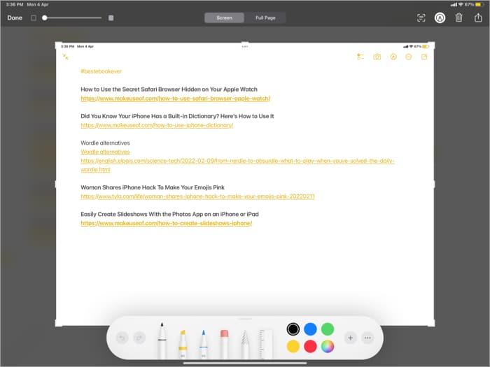 Take a screenshot with apple pencil Take a screenshot with Apple Pencil
