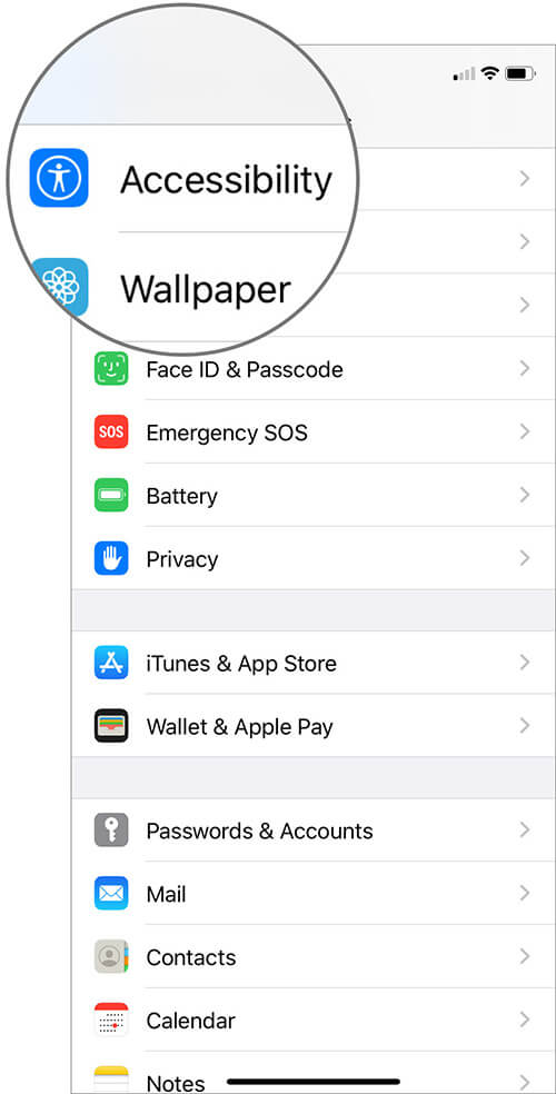 Tap on accessibility in settings app on iphone Tap on Accessibility in Settings App on iPhone