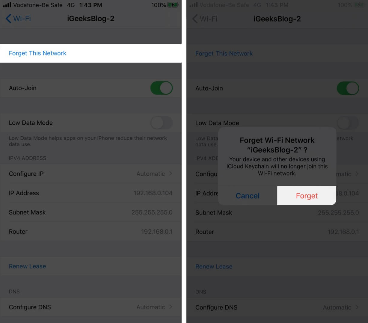 Tap on forget to remove wi fi network on iphone Tap on Forget to Remove Wi-Fi Network on iPhone