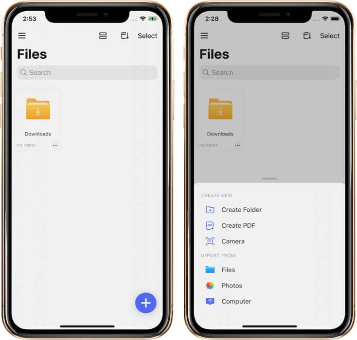Tap on plus and select preferred option in pdfelement pro on iphone Tap on Plus and Select Preferred Option in PDFelement Pro on iPhone
