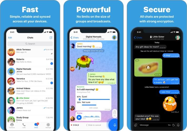 Telegram imessage alternative app screenshot Telegram iMessage Alternative app screenshot