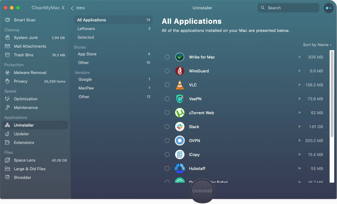Uninstall unwanted apps using cleanmymac x software on mac Uninstall unwanted Apps using CleanMyMac X