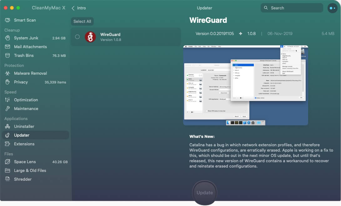 Update app to latest version using cleanmymac x software on mac Update app to latest version using CleanMyMac X