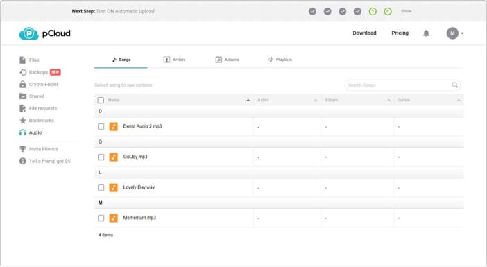 Uploaded audio tracks on pcloud ios app Uploaded audio tracks on pCloud iOs app