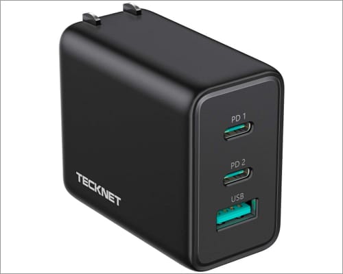 Usb c charger tecknet 65w pd 3 0 gan charger type c foldable adapter USB C Charger TECKNET 65W PD 3.0 GaN Charger Type C Foldable Adapter